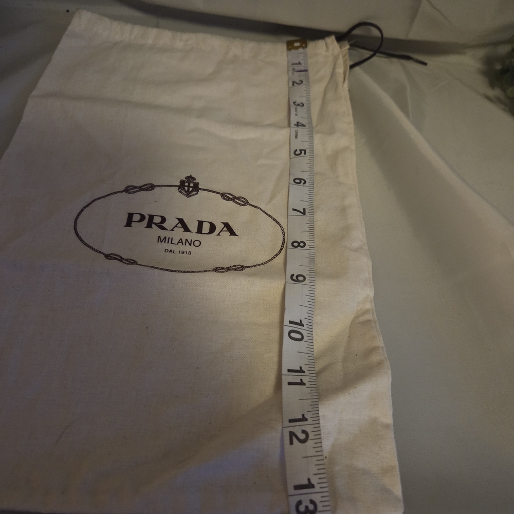 Prada Milano Cotton Dust Bag Drawstring Storage Bag Cream Logo - Picture 4 of 8